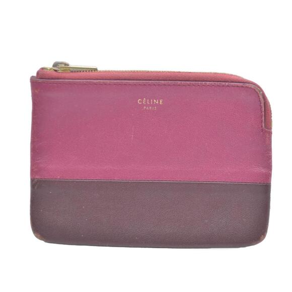 CELINE Logo Leather Coin Purse Wallet Bicolor - Picture 1 of 13